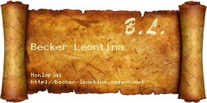 Becker Leontina névjegykártya